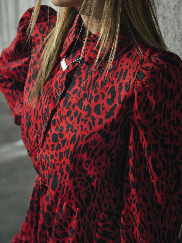 VESTIDO "ANIMAL PRINT" ROJO CORTO