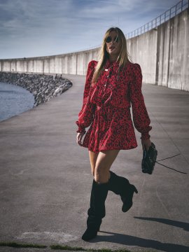 VESTIDO "ANIMAL PRINT" ROJO CORTO