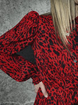 VESTIDO "ANIMAL PRINT" ROJO CORTO