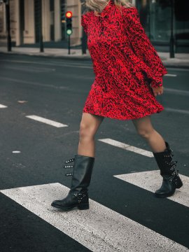 VESTIDO "ANIMAL PRINT" ROJO CORTO