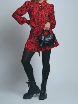 VESTIDO "ANIMAL PRINT" ROJO CORTO