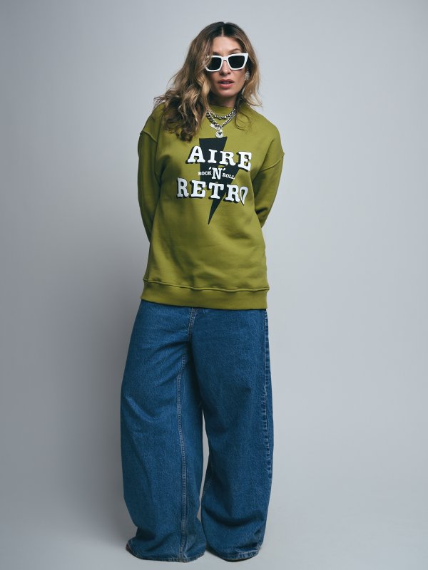 SUDADERA UNISEX "AIRE RETRO ROCK" VERDE