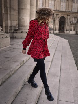 VESTIDO "ANIMAL PRINT" ROJO CORTO