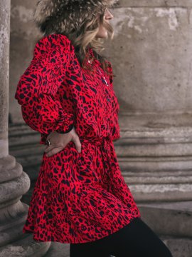 VESTIDO "ANIMAL PRINT" ROJO CORTO