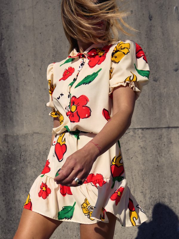 VESTIDO "FLORAL" CRUDO