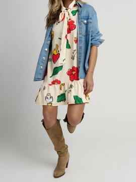 VESTIDO "FLORAL" CRUDO