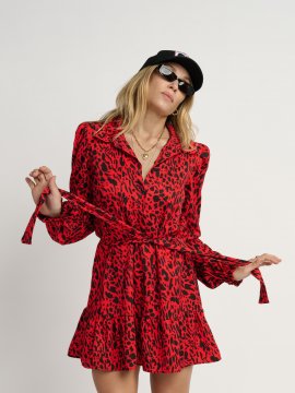 VESTIDO "ANIMAL PRINT" ROJO CORTO