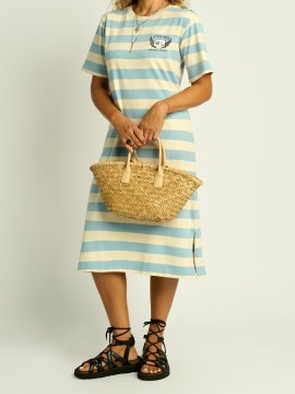 VESTIDO BORDADO "LA VIDA VUELA" AZUL