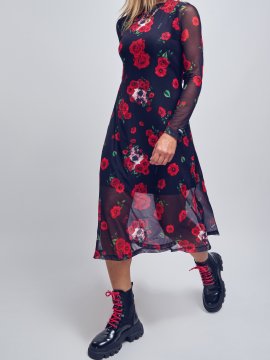 VESTIDO MIDI "ROSAS" TUL