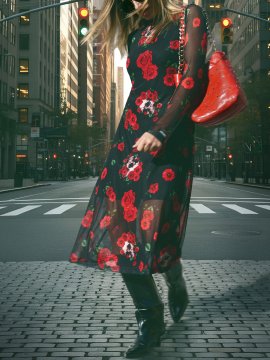 VESTIDO MIDI "ROSAS" TUL