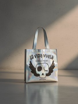 BOLSA "LA VIDA VUELA" PEQUEÑA IRIDISCENTE