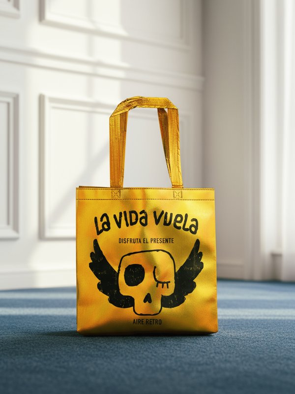BOLSA "LA VIDA VUELA" PEQUEÑA DORADA