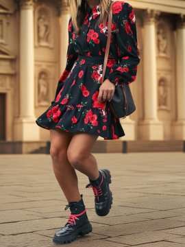 VESTIDO "ROSAS Y CALAVERAS" CORTO