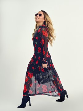 VESTIDO MIDI "ROSAS" TUL
