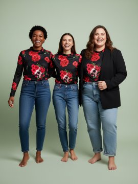 CAMISETA "ROSAS" NEGRA