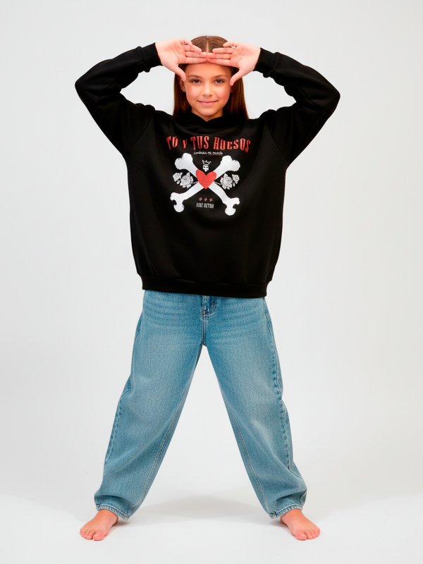 SUDADERA BABY  ''HUESOS" NEGRA