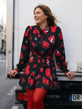VESTIDO "ROSAS Y CALAVERAS" CORTO