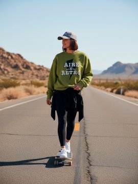 SUDADERA UNISEX "AIRE RETRO ROCK" VERDE