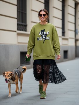 SUDADERA UNISEX "AIRE RETRO ROCK" VERDE