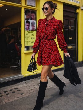 VESTIDO "ANIMAL PRINT" ROJO CORTO