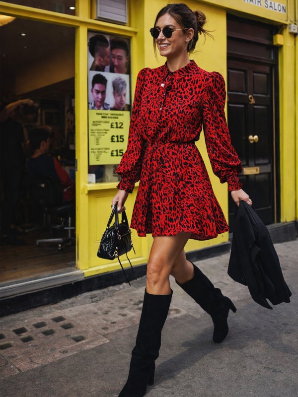 VESTIDO "ANIMAL PRINT" ROJO CORTO