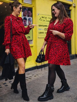 VESTIDO "ANIMAL PRINT" ROJO CORTO