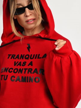 SUDADERA HOODIE "TRANQUILA" ROJA