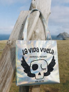 BOLSA "LA VIDA VUELA" PEQUEÑA IRIDISCENTE