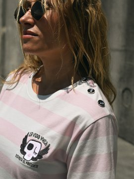 VESTIDO BORDADO "LA VIDA VUELA" ROSA