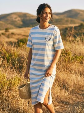 VESTIDO BORDADO "LA VIDA VUELA" AZUL