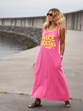 VESTIDO LARGO "AIRE RETRO" ROSA