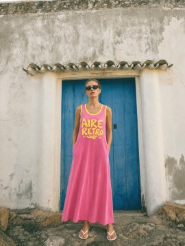 VESTIDO LARGO "AIRE RETRO" ROSA